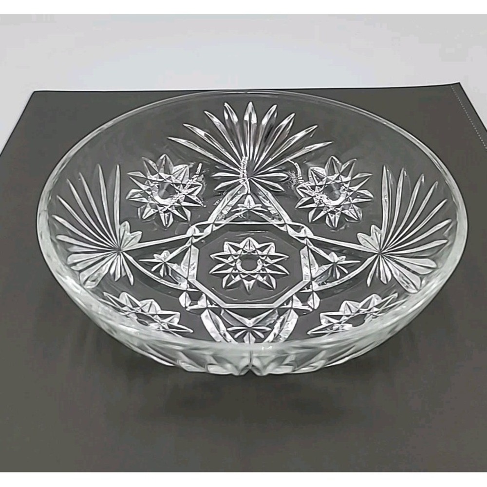VTG 7" Anchor Hocking EAPC Prescut Star of David Clear Glass Bowl